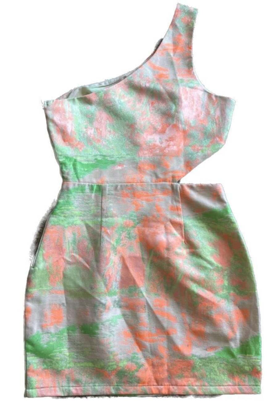 NBD x The Naven Twins Metallic Neon One Shoulder Cutout Mini Dress Y2K